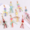 oly-540622af1b81171356e2c19596b907fa Wholesale Korean Style Handmade Crochet Flower Keychain Bag Charm Cotton Rope Car Key Accessory Gift