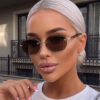 Wholesale Frameless Polygon Women's Sunglasses Trendy UV400 Sun Shades with Gold Frame and Gray Lenses for Everyday Wear