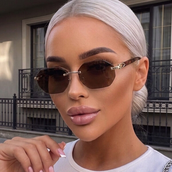 Wholesale Frameless Polygon Women's Sunglasses Trendy UV400 Sun Shades with Gold Frame and Gray Lenses for Everyday Wear