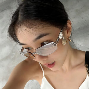 Wholesale Fashion Rimless Sunglasses Y2K Star Butterfly Design Women's Sun Protection Eyewear