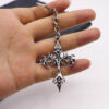 oly-54173bd252f4325f5ffa64586237e06f Wholesale Silver Titanium Steel Flame Cross Keychain Trendy Car Key Accessory