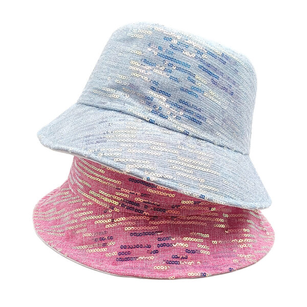 Wholesale Fashion Sequin Fisherman Hat with Sun Protection Double Sided Light Pink for Resale