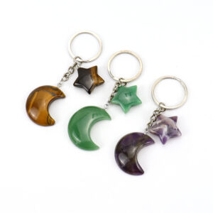 Wholesale Star and Moon Amethyst Keychain Pendant Bag Charm Fashion Accessory