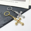 Wholesale Punk Cross Keychain Metal Golden Keyring for Car and Bag Fashion Accessory