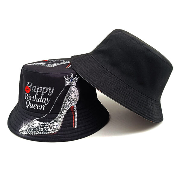 Wholesale Happy Birthday Crown High Heel Pattern Bucket Hat Fashion Accessory for Gift Boutique Resale