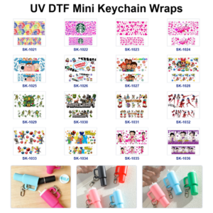 Wholesale 8pcs Valentine's Day Leopard Print Zebra Print Butterfly Heart Cartoon Figure Tumbler Tags Custom Keychain Decor Mini Cup Keychain Sticker OLY Exclusive