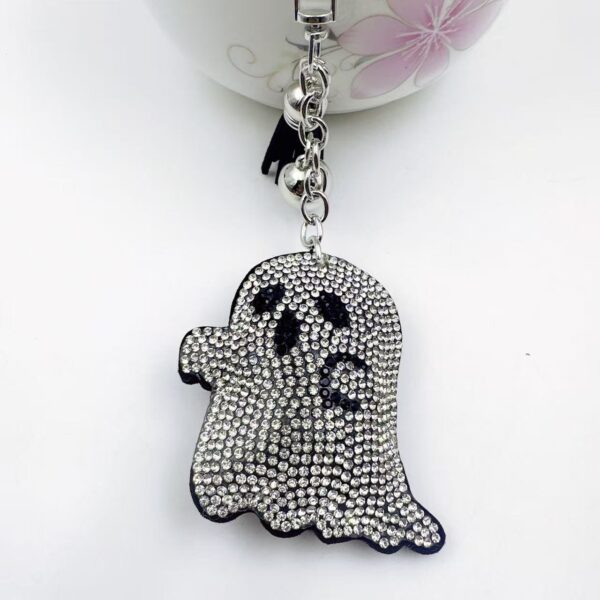 oly-545d66b78496534df675b244885d5e45 Wholesale Halloween Ghost Keychain Rhinestone Zinc Alloy Bag Charm Accessory