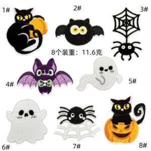 Horror style cloth stickers set of 8 pieces