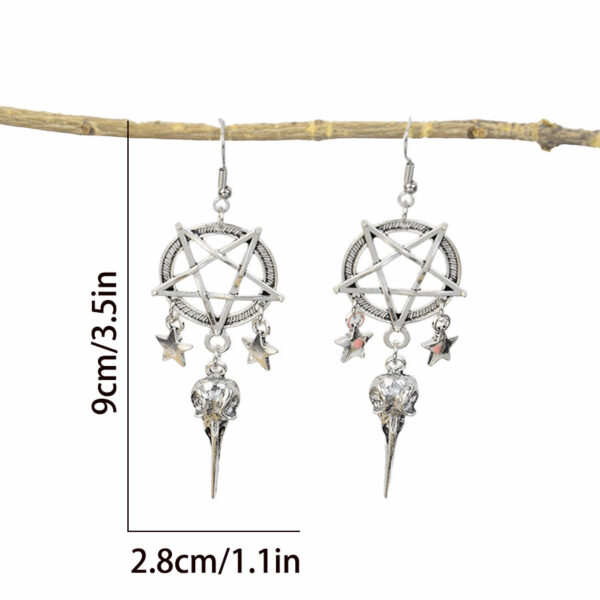 oly-547e0721a0623c7b3877550305631855 Wholesale Punk Dark Star Crow Pendant Earrings, Zinc Alloy Jewelry Accessory, Halloween Style