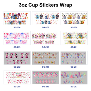 Wholesale 8pcs Mixed Cute Cartoon Graphics 3oz Cup Stickers Wrap OLY Exclusive