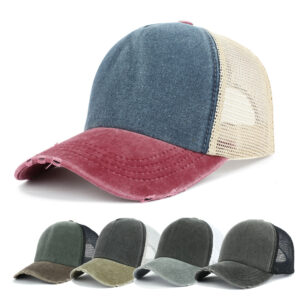 Wholesale Trendy Washed Baseball Cap with Holes Curved Brim Mesh Women's Summer Sun Hat