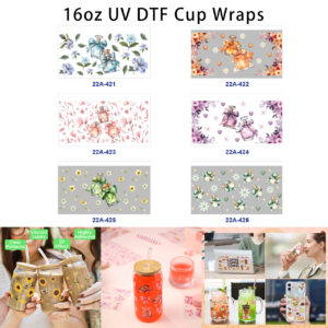 oly-54baa4e6486c43d0feaac8fb9e758fdf Wholesale 5pcs Watercolor Aesthetic Perfume Bottle Floral Mixed Decor Prints 16oz Cup UV DTF Wraps