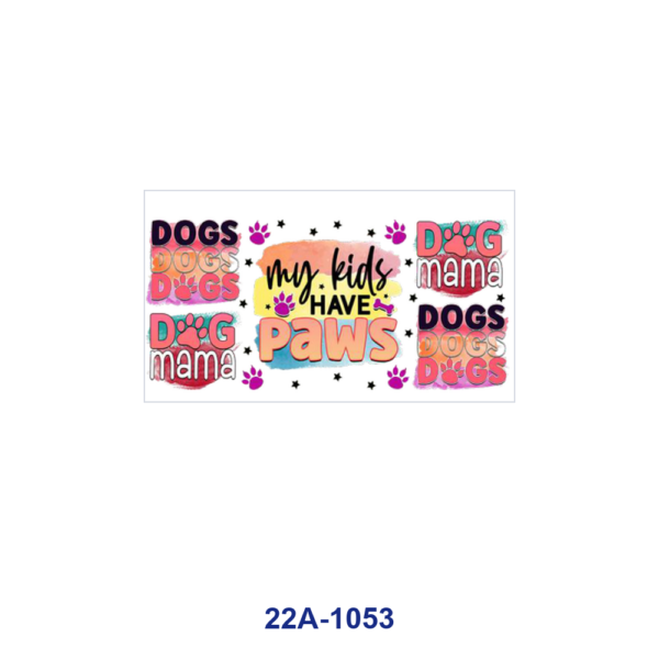 oly-54c58846d6ecba08c94225b7e325bf02 Wholesale 5pcs Warm Watercolor Dog Paw Bone Pet Lettering Mixed Decor Prints 16oz Cup UV DTF Wraps