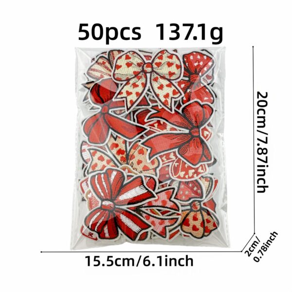 Wholesale Polyester Embroidered Patch Cartoon Bow and Heart Design for Clothing Bags Everyday Use