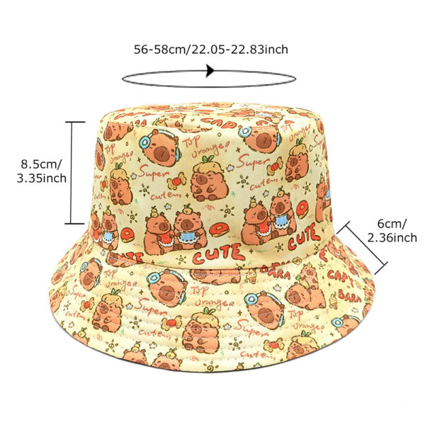 Wholesale Cartoon Pufferfish Capybara Print Bucket Hat Sun Protection Stylish Unisex Fashion Accessory