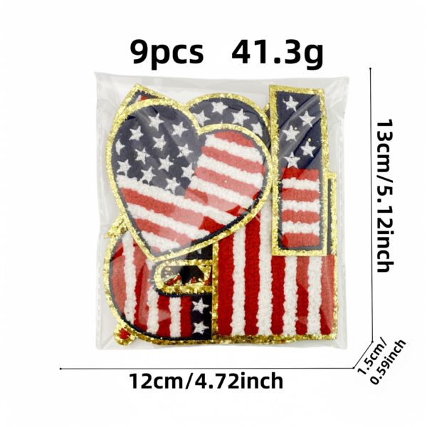 oly-54da8a1c7857edd77458ddf3bf28aeee Wholesale Chenille Embroidered Independence Day Patch Decorative Accent for Clothing DIY