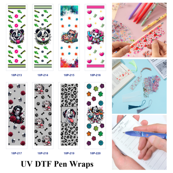 Wholesale 2/8/16pcs UV DTF Stickers Graffiti Animal and Leopard Floral Print Pen and Bookmark Stickers