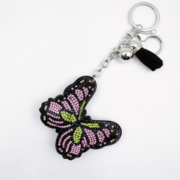 Wholesale Butterfly Rhinestone Keychain Aluminum Alloy Decorative Accessory Boutique Resale