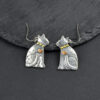 oly-550a3df1a72cab051443b364e0c865c7 Wholesale Antique Silver Cat Earrings Cute Pet Shape Fashion Accessory Gift