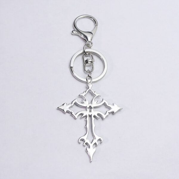 Wholesale Gothic Flame Hollow Cross Keychain Zinc Alloy Pendant Bag Charm Accessory