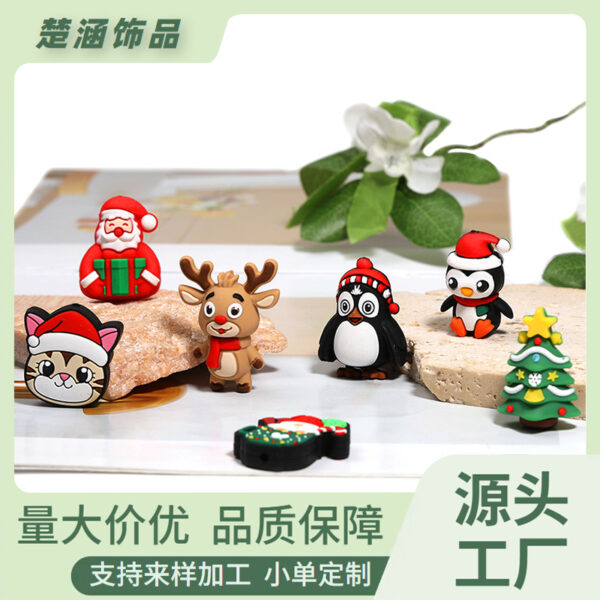 Wholesale Silicone Christmas Croc Shoe Charms Festive Elk Design Electroplated Finish DIY Jewelry Accessory for Gift or Boutique Resale