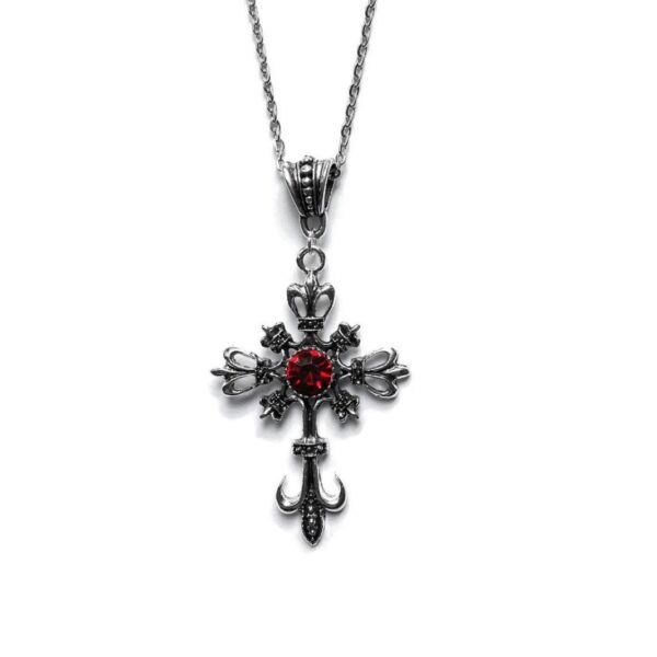 oly-55525d2b23f876fb20184c34710aa2f2 Wholesale Gothic Baroque Cross Pendant Necklace, Alloy Glass, Electroplated, Chic Gift Boutique Resale