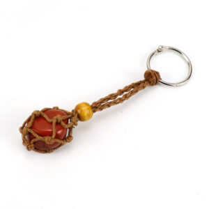 Brown Rope Red Stone Keychain