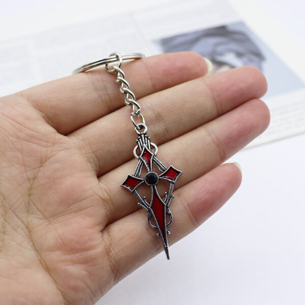 Wholesale Stylish Wine Red Gothic Cross Keychain Pendant Car Key Bag Charm