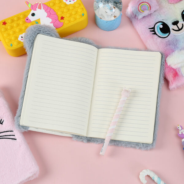 oly-5563af7430b4cb919c738710dfa525c7 Wholesale Cute 3D Cat Ears Plush Notebook Decorative Journal Gift