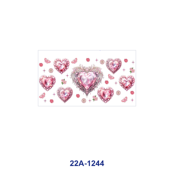 oly-558d9fac51c4a81421a4c74f6a1e3428 Wholesale 5pcs Luxurious Gilded Pink Valentines Gem Heart Floral Heart Pearl Butterfly Tiny Flower Star Mixed Decor Prints 16oz Cup UV DTF Wraps