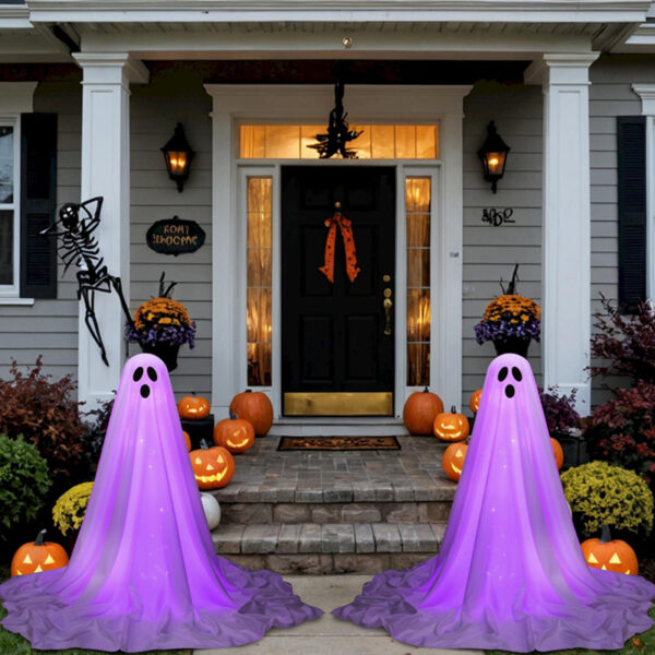 Wholesale Halloween Standing Glowing Ghost Decoration, Lilac Purple Outdoor Yard Ornament for Resale