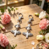 Wholesale Alloy Cross Guardian Angel Keychain Pendant White Mesh Bag Gift Decorative Accessory