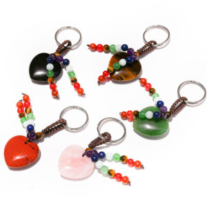 oly-55bd0408ad9c80b2cbb0cce9d25f68c1 Wholesale Natural Crystal Heart Pendant Keychain - Purple Amethyst Pink Crystal Tiger Eye Jewelry Accessory Bag Charm Boutique Resale