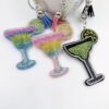 Wholesale Rhinestone Wine Glass Keychain Tassel Key Ring Fashion Accessory Gift for Wedding