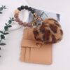 Wholesale Korean Pink Leopard Silicone Heart Card Holder Keychain Boutique Bag Charm