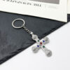 Wholesale Punk Cross Keychain Metal Golden Keyring for Car and Bag Fashion Accessory