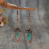oly-564b6b56e9c8cae9c1ac7579ebb8b2cd Wholesale Retro Style Dragonfly Dark Green Alloy Long Earrings Jewelry Accessory