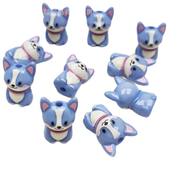 oly-5668fd197242b41a972169ea282012d3 Wholesale Acrylic 3D Corgi Puppy Beads Trendy DIY Phone Chain Keychain Decorative Accessory for Gift or Boutique