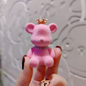 Flocked crown violent bear (single doll) - pink