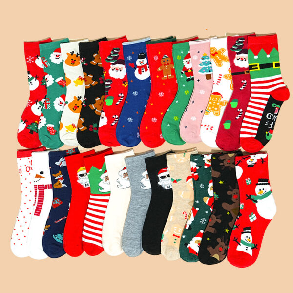 oly-566f57ab4c7fd984d4c6ec8ae4563f57 Wholesale Cartoon Deer Pattern Christmas Socks Mid Calf Tube Socks Fashion Accessory