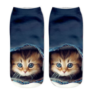 Wholesale Trendy 3D Cartoon Cat Print Socks Unisex Breathable Casual Sports Socks