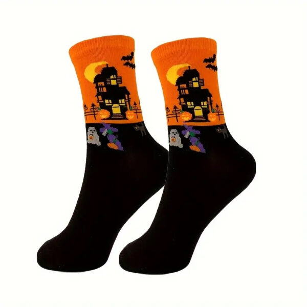 oly-567764e1af39d031dee71b16873910bb Wholesale Halloween Skeleton Pumpkin Bat Cartoon Print Medium Tube Socks Trendy Party Gift Fashion Accessory