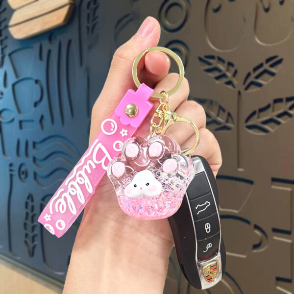 Wholesale Acrylic Cat Paw Keychain Oil Infused Luminous Bubble Charm Bag Decorative Accessory