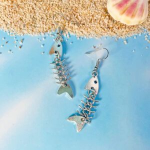 oly-5694f7635cb187e96bf2f36dabf450d4 Wholesale Trendy Fishbone Fish Spine Necklace Set Ancient Silver Zinc Alloy Fashion Accessory