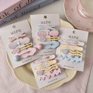 Wholesale Trendy Acrylic Plaid Hair Clip Set  4pcs Duckbill Clips, Fashion Accessory for Everyday Styling or Boutique Resale