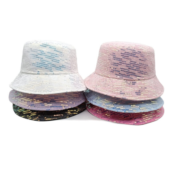 Wholesale Fashion Sequin Fisherman Hat with Sun Protection Double Sided Light Pink for Resale