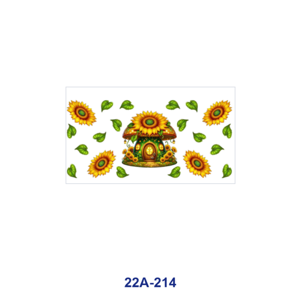 oly-56d9683f09cfc7051b551cdbde33ff36 Wholesale 5pcs Fairy Mushroom House Rainbow Sunflower Floral Water Splash Crystal Mixed Print 16oz Cup UV DTF Wraps