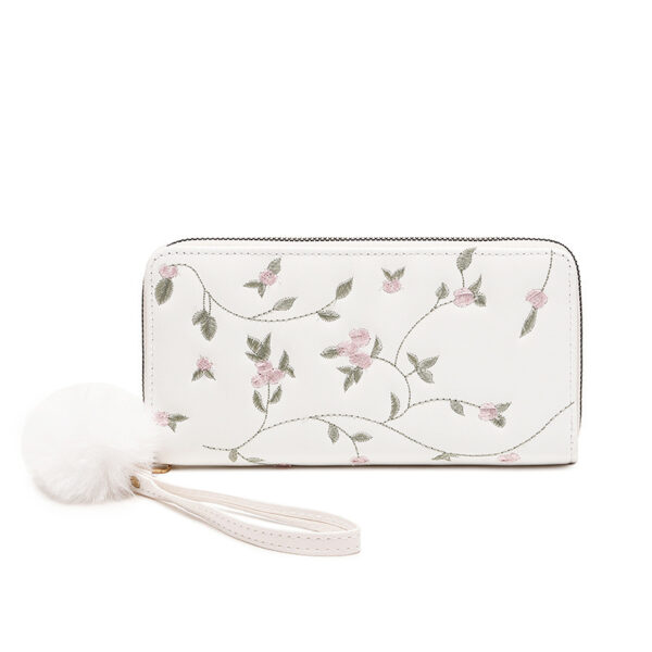 oly-56f279b481513d0845c9af5f13d1b454 Wholesale PU Leather Embroidery Fluffy Ball Coin Purse Wallet Chic for Women