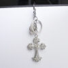 Wholesale Y2K Sweet-Cool Rhinestone Cross Keychain with Heart Engraved Tag, Zinc Alloy Bag Charm Decorative Accessory