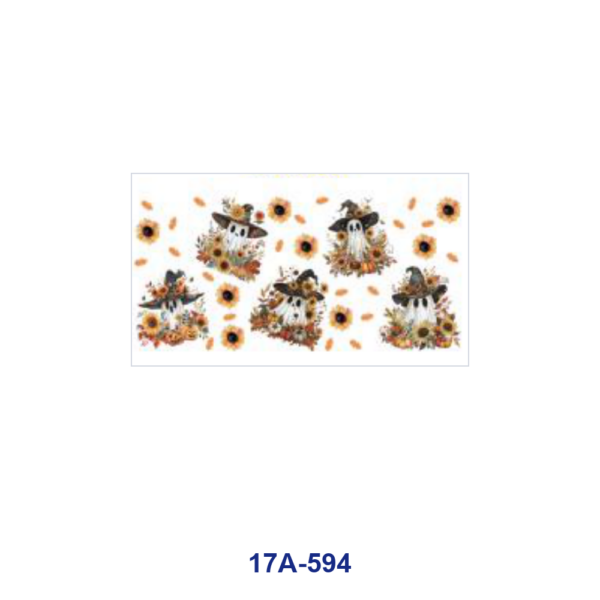 oly-56fa86a322d16024b16372a6e0667da3 Wholesale 5pcs Fall Halloween Cute Ghost Witch Hat Sunflower Pumpkin Checker Bat Spiderweb Mixed Decor Prints 16oz Cup UV DTF Wraps